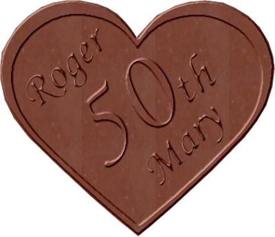50th Anniversary Chocolate Bar Shaped Like a Heart