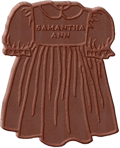 Custom Dress Shaped Chocolate Bar with Baby Name on the bar